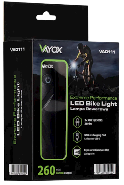 VAYOX LAMPKA ROWEROWA 260LM 2*XML1 VA-0111