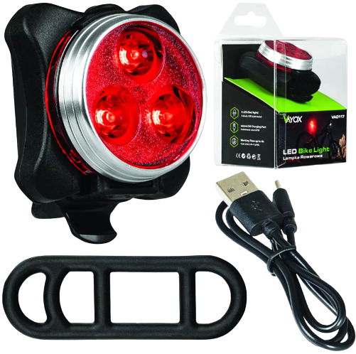 VAYOX LAMPKA ROWEROWA CZERWONA 3xLED VA-0117