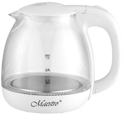 MAESTRO CZAJNIK MR-055 1L 1100W szklany, biały