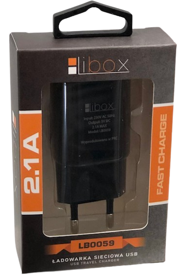 LIBOX ŁADOWARKA SIECIOWA 1xUSB 2,1A LB-0059