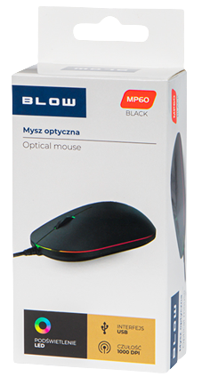 BLOW MYSZ OPTYCZNA MP-60 czarna, podświetlenie LED