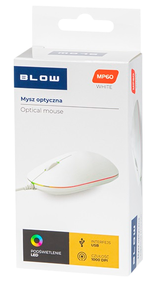 BLOW MYSZ OPTYCZNA MP-60 biała, podświetlenie LED