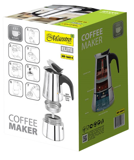 MAESTRO KAWIARKA MR-1660-4 200ml INOX, indukcja