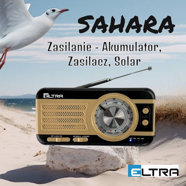 ELTRA RADIO SOLARNE SAHARA latarka, USB, powerbank