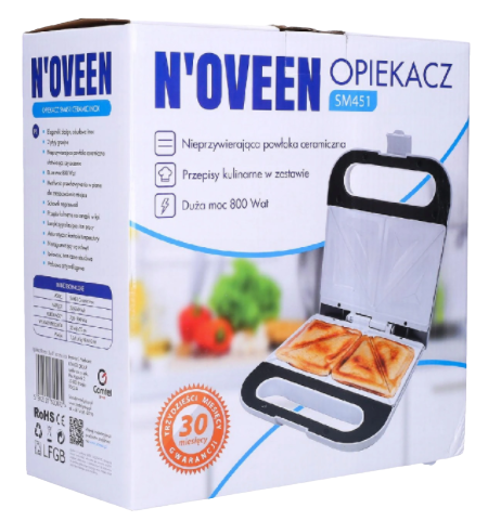 NOVEEN OPIEKACZ CERAMICZNY SM-451 800W INOX