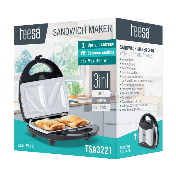 TEESA OPIEKACZ 3w1 TSA-3221 800W, ceramiczny, INOX