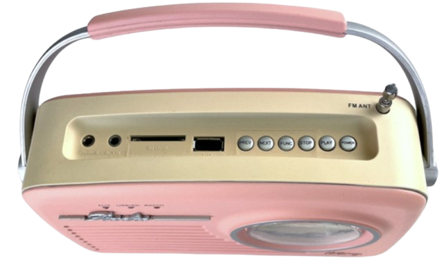 ELTRA RADIO LUIZA RETRO USB sieć akumulator róż