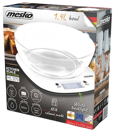 MESKO WAGA KUCHENNA MS-3179W z miską, biała