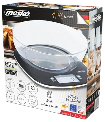 MESKO WAGA KUCHENNA MS-3179B z miską, czarna