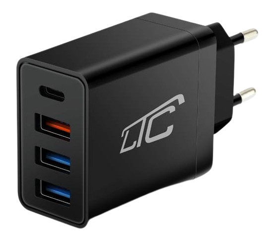 LTC ŁADOWARKA LXQC-20 3xUSB, 1xTYP C 60W 3.0 czarn