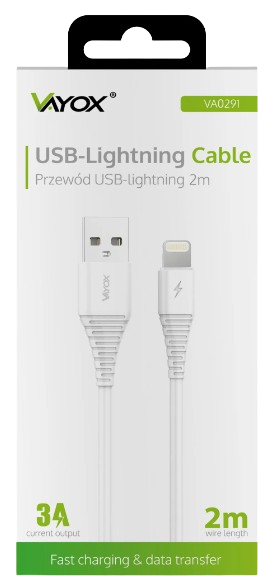 VAYOX KABEL USB-IPHONE 2m VA-0291 biały