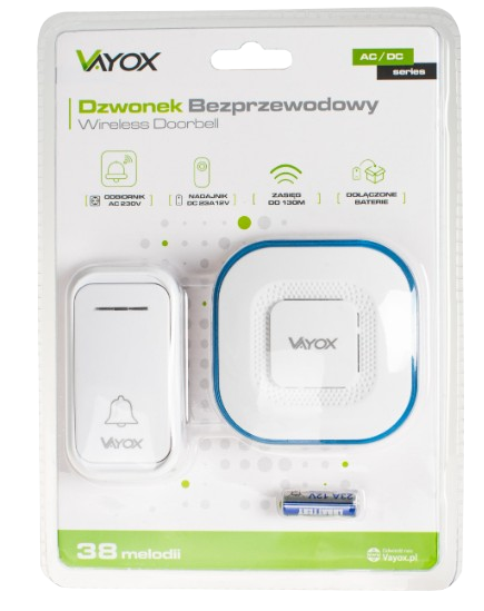 VAYOX DZWONEK VA-0266 110-240V / baterie biały