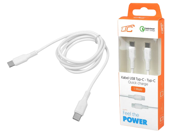 LTC KABEL USB-TYP C LX-8580 QUICK CHARGE biały 1m