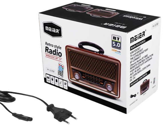 MEIER RADIO PRZENOŚNE RETRO LX-157BT/G USB SD AUX