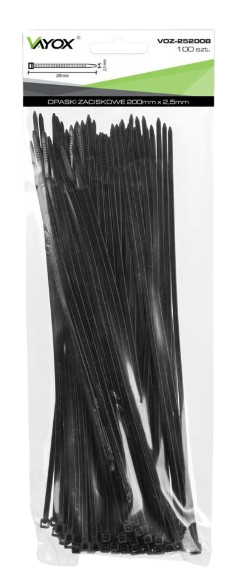 VAYOX OPASKI ZACISKOWE 2,5mm / 200mm czarne 100szt