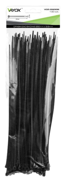 VAYOX OPASKI ZACISKOWE 3,5mm / 250mm czarne 100szt