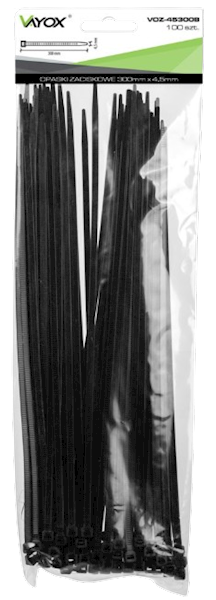 VAYOX OPASKI ZACISKOWE 4,5mm / 300mm czarne 100szt