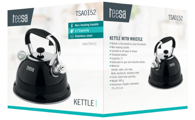 TEESA CZAJNIK TSA-0152 3L czarny, gaz, indukcja