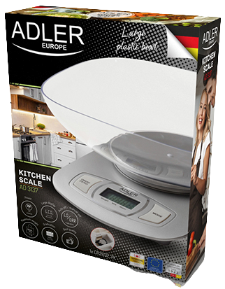 ADLER WAGA KUCHENNA AD-3137 miska, 5kg, srebrna