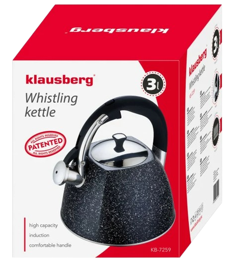 KLAUSBERG CZAJNIK KB-7259 3L czarny marmurek