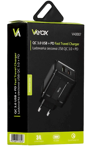 VAYOX ŁADOWARKA SIECIOWA QUICK CHARGE 3,0 VA-0007