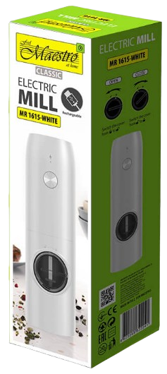 MAESTRO MŁYNEK DO PRZYPRAW MR-1615 USB biały