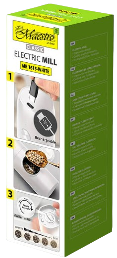 MAESTRO MŁYNEK DO PRZYPRAW MR-1615 USB biały