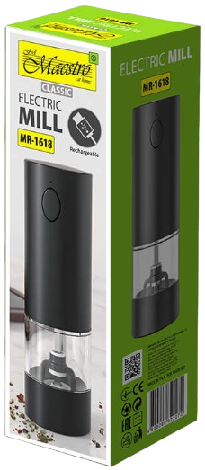 MAESTRO MŁYNEK DO PRZYPRAW MR-1618 USB czarny