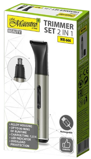 MAESTRO TRYMER MR-666 zestaw 2w1 USB 180mAh 90min