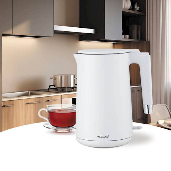 MAESTRO CZAJNIK MR-026 1,7L 1800W biały / INOX, podwójne ścianki