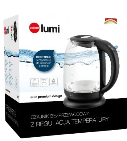 ELDOM CZAJNIK C-510C 1,7L 2200W szk reg.temp czarn