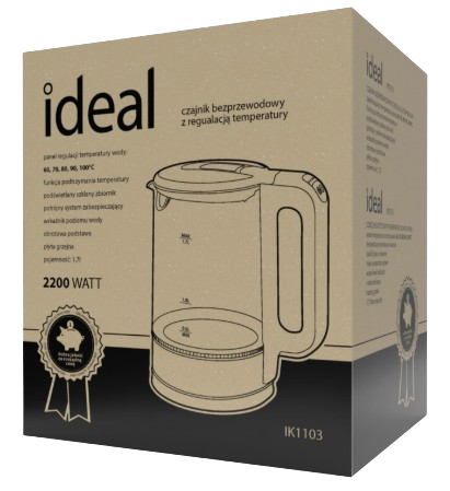 ELDOM CZAJNIK IDEAL IK-1103 1,7L szklany, regulacja temperatury