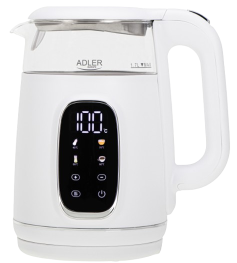 ADLER CZAJNIK AD-1305 1,7 LED reg.temp biało-srebr