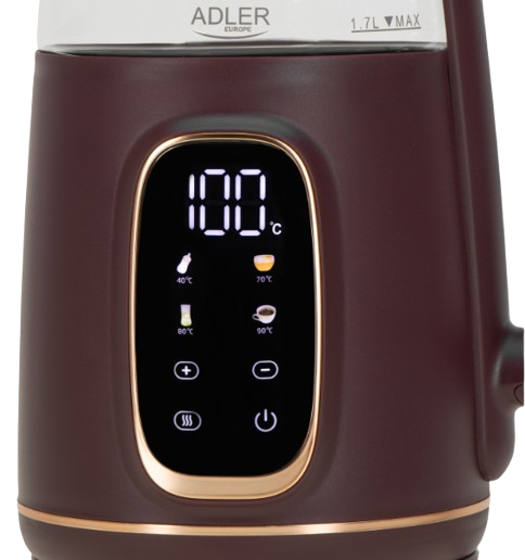 ADLER CZAJNIK AD-1305 1,7 LED reg.temp bordo-złoty