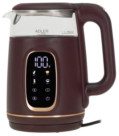 ADLER CZAJNIK AD-1305 1,7 LED reg.temp bordo-złoty