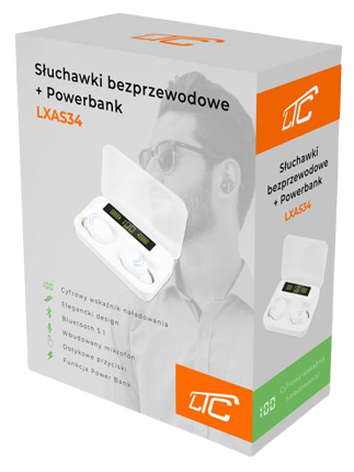 LTC SŁUCHAWKI BEZPRZEWODOWE LXAS-34 + POWERBANK