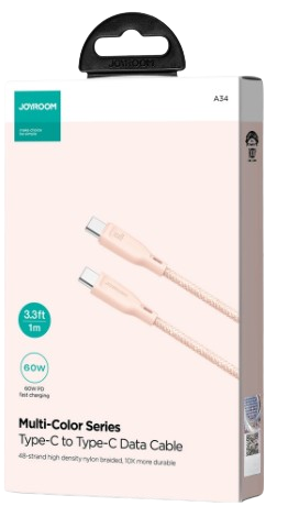 JOYROOM KABEL A-34  USB C - USB C 60W 1m różowy
