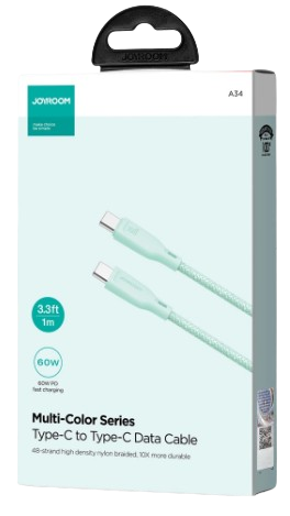 JOYROOM KABEL A-34  USB C - USB C 60W 1m zielony