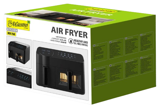 MAESTRO FRYTOWNICA MR-760 2400W 6L+3,5L, okno, beztłuszczowa