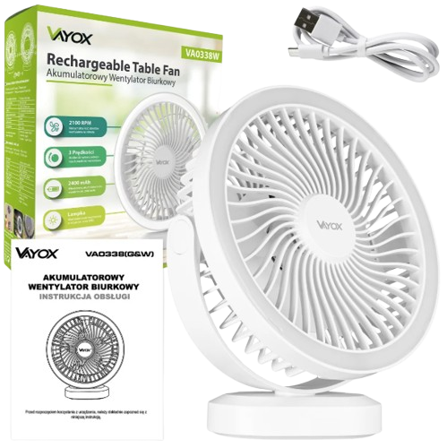 VAYOX WENTYLATOR Z AKUMULATOREM VA-0338W