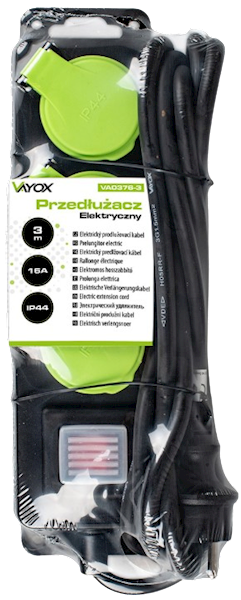 VAYOX PRZEDŁUŻACZ OGRODOWY VA-376-3 3M czarny