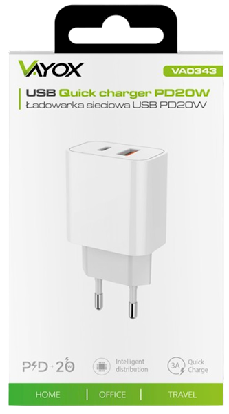 VAYOX ŁADOWARKA USB-USB C VA-0343 20W