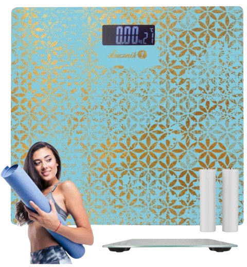 ŁUCZNIK WAGA ŁAZIENKOWA BS-973 W21 błękit, kwiaty