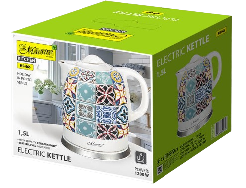 MAESTRO CZAJNIK MR-066 1,5L 1200W ceramiczny PORTO