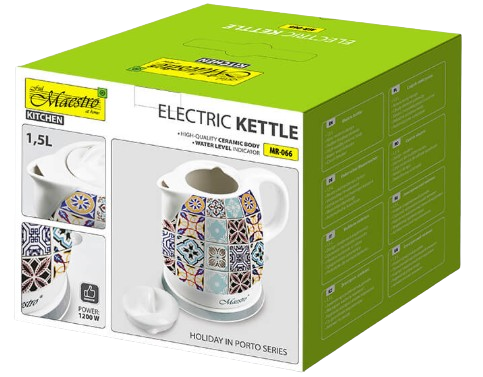 MAESTRO CZAJNIK MR-066 1,5L 1200W ceramiczny PORTO
