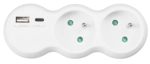 VAYOX ROZGAŁĘŹNIK SIECIOWY VA-0358 2 gniazda USB, USB-C