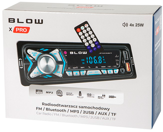 BLOW RADIO SAMOCHODOWE X-PRO MP3/BT/USB/PILOT