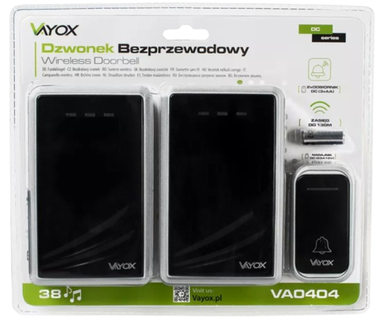 VAYOX DZWONEK VA-0404 baterie /baterie 2xodbiornik