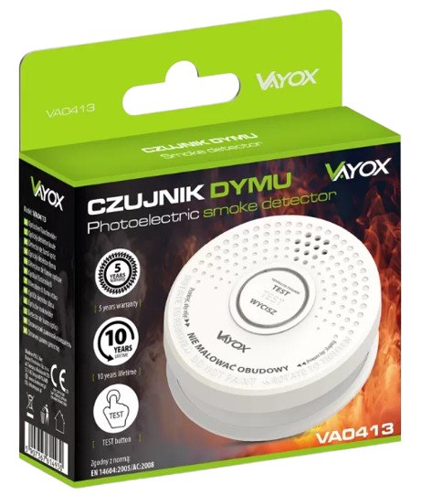 VAYOX DETEKTOR CZUJNIK DYMU VA-0413 9V