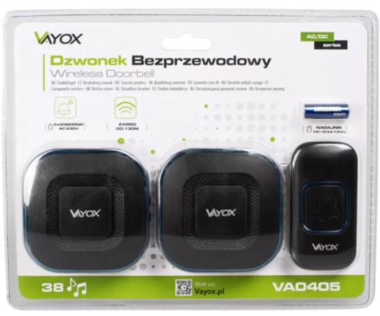 VAYOX DZWONEK VA-0405 110-240V baterie 2xodbiornik
